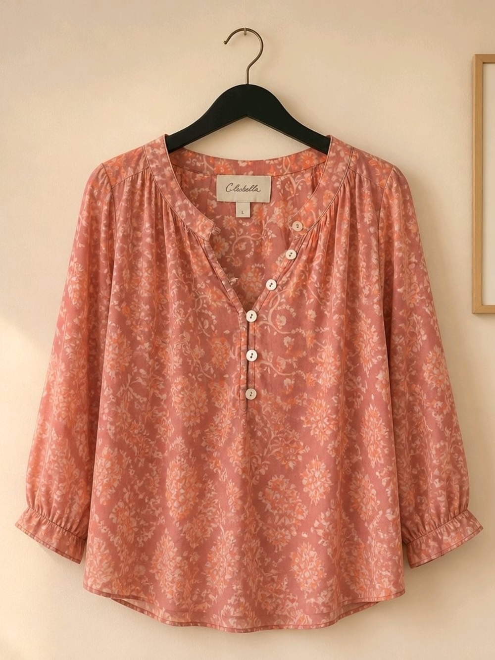 Cleobella Dusty Rose Floral Button-Front Blouse